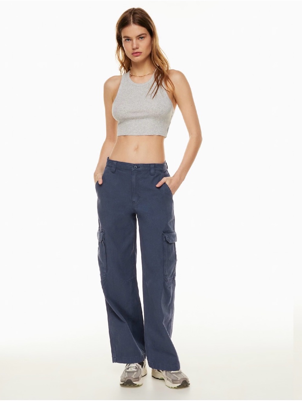 TNA Supply Cargo Pants Aritzia Navy Blue Size 4 | 100% Cotton Utility Y2K